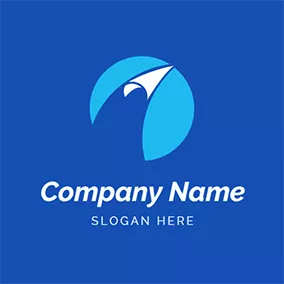 Airplane Logo Blue and White Paper Airplane logo design