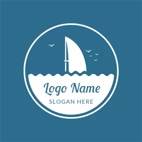 Transportation Logo Blue and White Steamship logo design