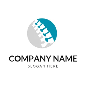 Spine Logo Blue and White Vertebral Column logo design