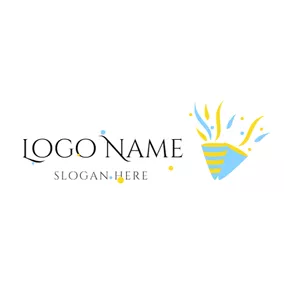 節日Logo Blue and Yellow Fireworks Tube logo design