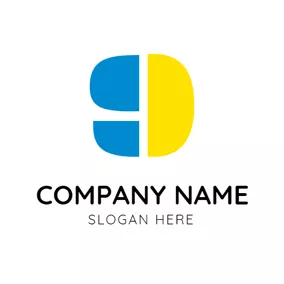 數字 Logo Blue and Yellow Number Nine logo design
