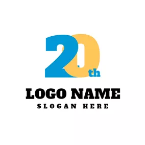 數字 Logo Blue and Yellow Number Twenty logo design