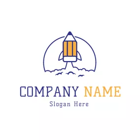 Pencil Logo Blue and Yellow Pencil logo design