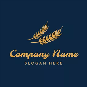Food & Drink Logo Blue and Yellow Wheat logo design