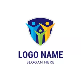 家族のロゴ Blue Badge and Abstract Family logo design