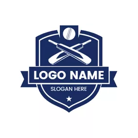 Club Logo Blue Badge and Cross Bat logo design