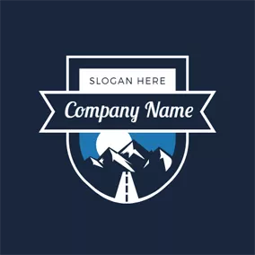 Adventure Logo Blue Badge and Mountain logo design