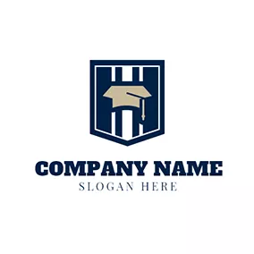 Cap Logo Blue Badge and Orange Trencher Cap logo design