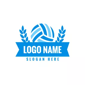 Club Logo Blue Banner and Green Football logo design