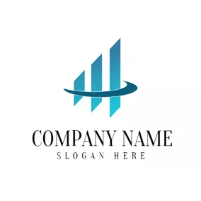 金融 & 保險Logo Blue Bar Graph and Circle logo design