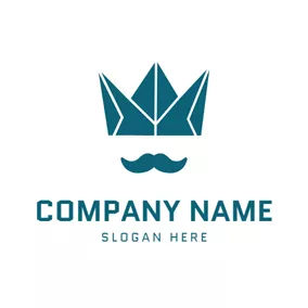 Beard Logo Blue Beard and Crown logo design