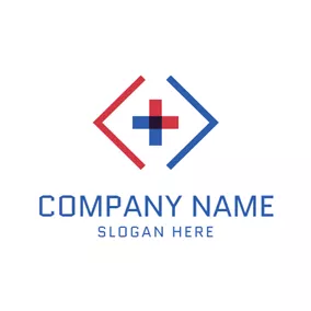 Red Cross Logo Blue Brackets and Red Cross logo design