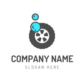 Tire Logo Blue Bubble and Black Car Tire logo design