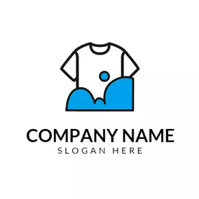 T-shirt Logo Blue Bubble and White T Shirt logo design