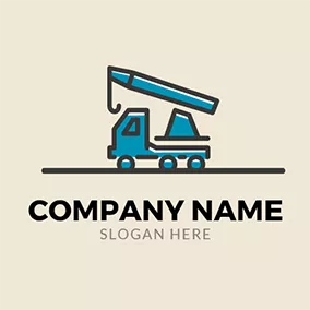 Construction Logo Blue Car and Crane Icon logo design