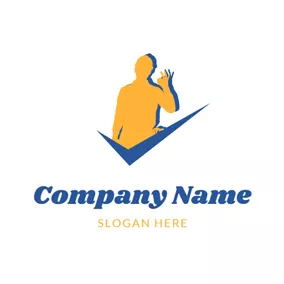 Check Logo Blue Check and Yellow Handyman logo design