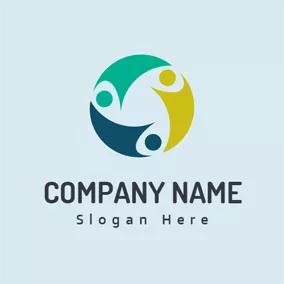 Children & Childcare Logo Blue Circle and Abstract Children logo design