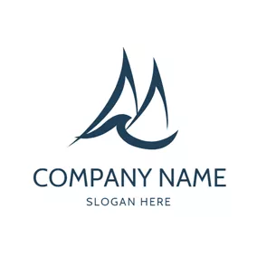 Sail Logo Blue Circle and Abstract Sail logo design