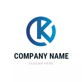 Logo Alphabet Blue Circle and Alphabet K logo design