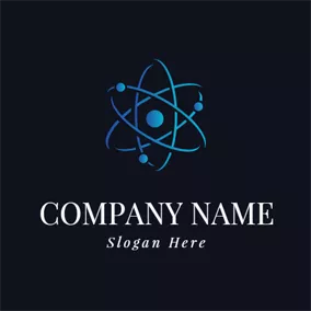 Science & Technology Logo Blue Circle and Atom logo design