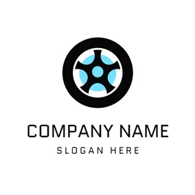 Tire Logo Blue Circle and Black Tire logo design