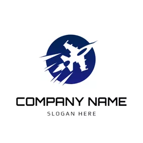 Military Logo Blue Circle and Combat Aircraft logo design