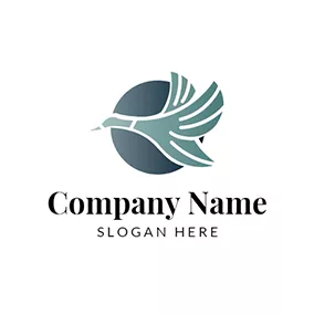 鴨Logo Blue Circle and Flying Duck logo design