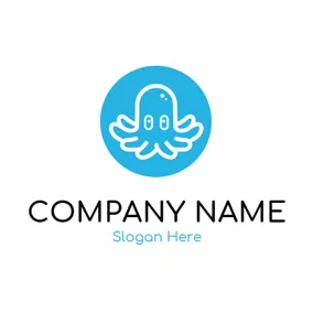 Children & Childcare Logo Blue Circle and Likable Octopus logo design