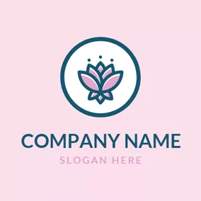 Dot Logo Blue Circle and Pink Lotus logo design