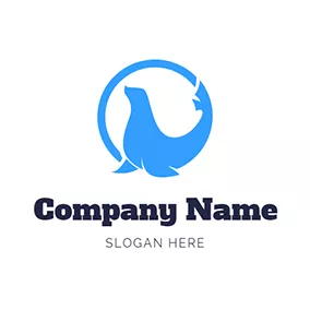 Seal Logo Blue Circle and Seal logo design