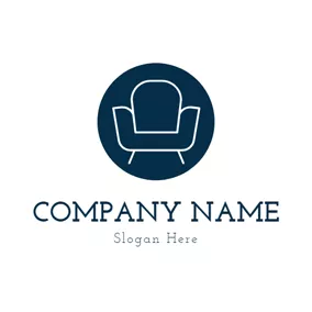 家具ロゴ Blue Circle and Sofa Furniture logo design