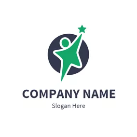 Leadership Logo Blue Circle and Successful Businessman logo design