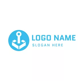 Anker Logo Blue Circle and White Anchor logo design