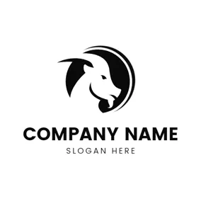 Zodiac Logo Blue Circle and White Aries Caprine logo design