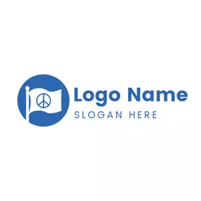 Flag Logo Blue Circle and White Flag logo design