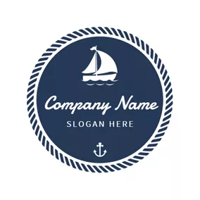 Transportation Logo Blue Circle and White Sailboat logo design