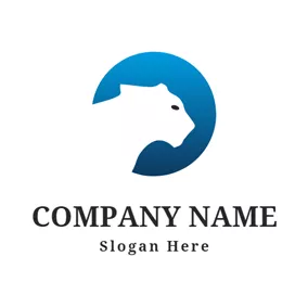 Negative Space Logo Blue Circle and White Tiger logo design