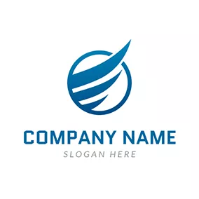 Abstract Logo Blue Circle and Wing logo design