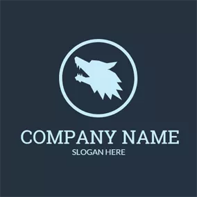 Beast Logo Blue Circle and Wolf Head logo design