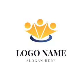 Non-profit Logo Blue Circle and Yellow Man logo design