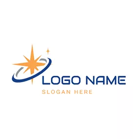 Company & Organization Logo Blue Circle and Yellow Shining Polaris logo design