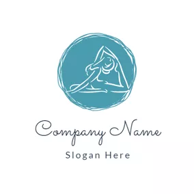 Yoga Logo Blue Circle and Yoga logo design