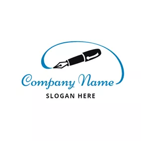 Ink Logo Blue Curve and Black Pen logo design