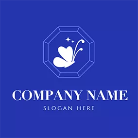蝴蝶Logo Blue Decoration and White Butterfly logo design