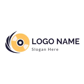 Music Logo Blue Decoration and Yellow CD logo design