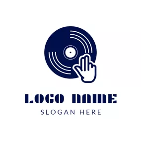 Music Logo Blue Disk and DJ logo design