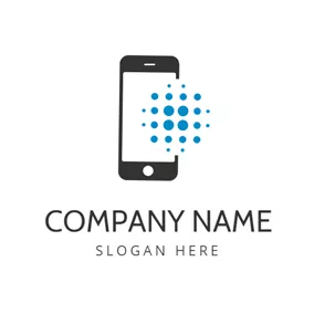 Science & Technology Logo Blue Dot and Black Phone logo design