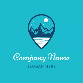 Travel & Hotel Logo Blue Drop and Mazarine Mountain logo design