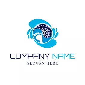 Foot Logo Blue Foot and White Windmill logo design