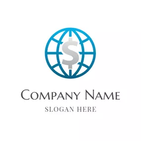 Business & Consulting Logo Blue Frame and Gray Dollar Sign logo design